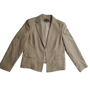 Anne Klein Womens Tan Stretch Open Front Blazer Jacket Size 16 Professional